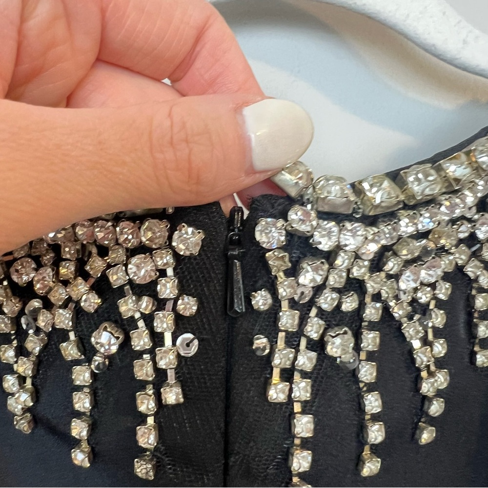 Mac Duggal Black Maxi Dress with Silver Embellishments - Picture 12 of 14